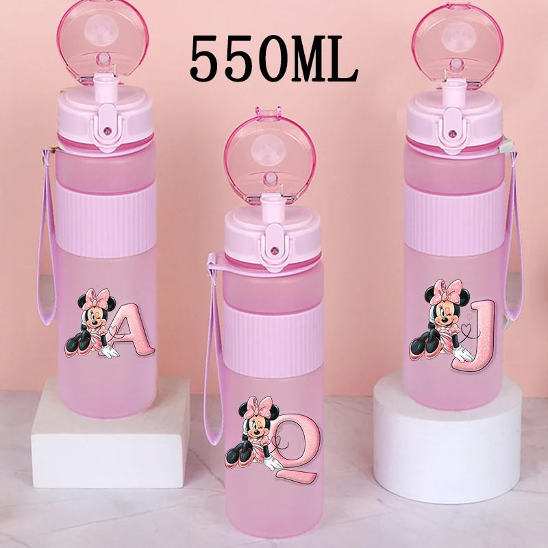 

Minnie Mouse Water Bottle Leak Proof Girl Boy Large Capacity Sports Kettle Transparent Cold Water Cup Outdoor Portable 550ml