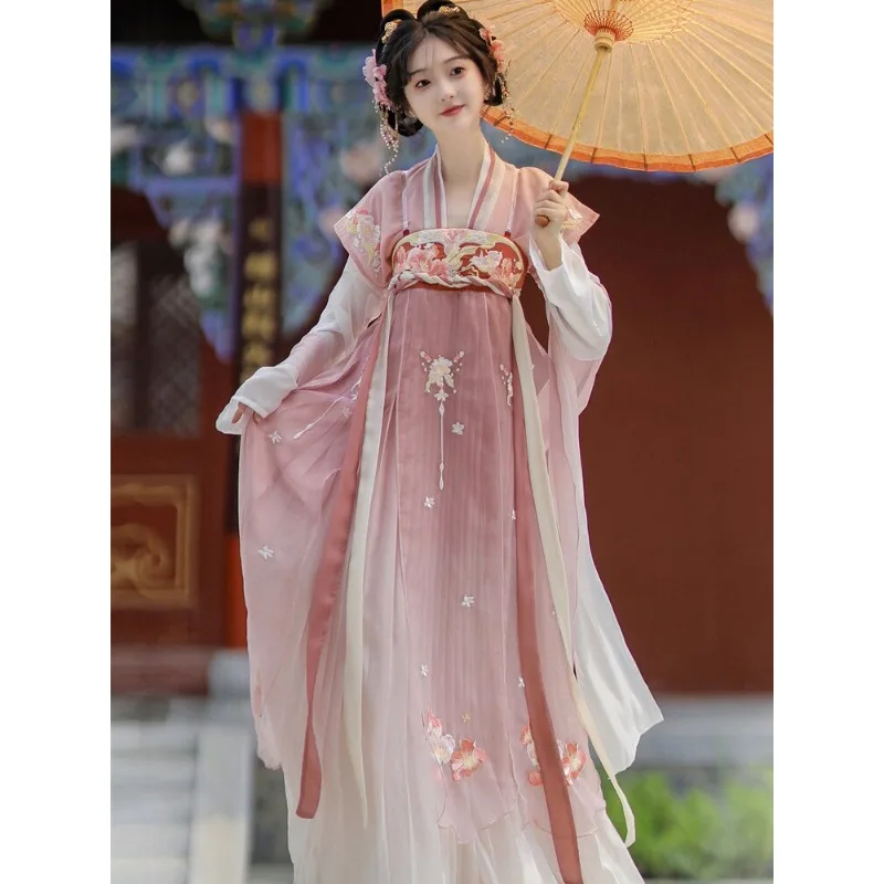 

Fairy Summer Tang Ruqun Single Panel Pleated Long Skirt Traditional Chinese Dance Wear