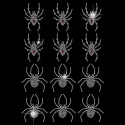 1 pc Spider Iron on Rhinestones Transfer T-shirt Crystal Heat Transfer Designs Halloween Spider Iron on Rhinestone