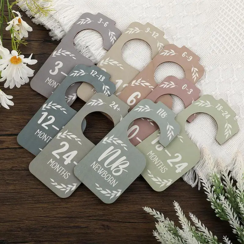 Cute Wooden Baby Closet Divisores, Nursery Closet Organizer, Kids Room Clothes Storage Hanger, Baby Supplies, Boho, 8Pcs