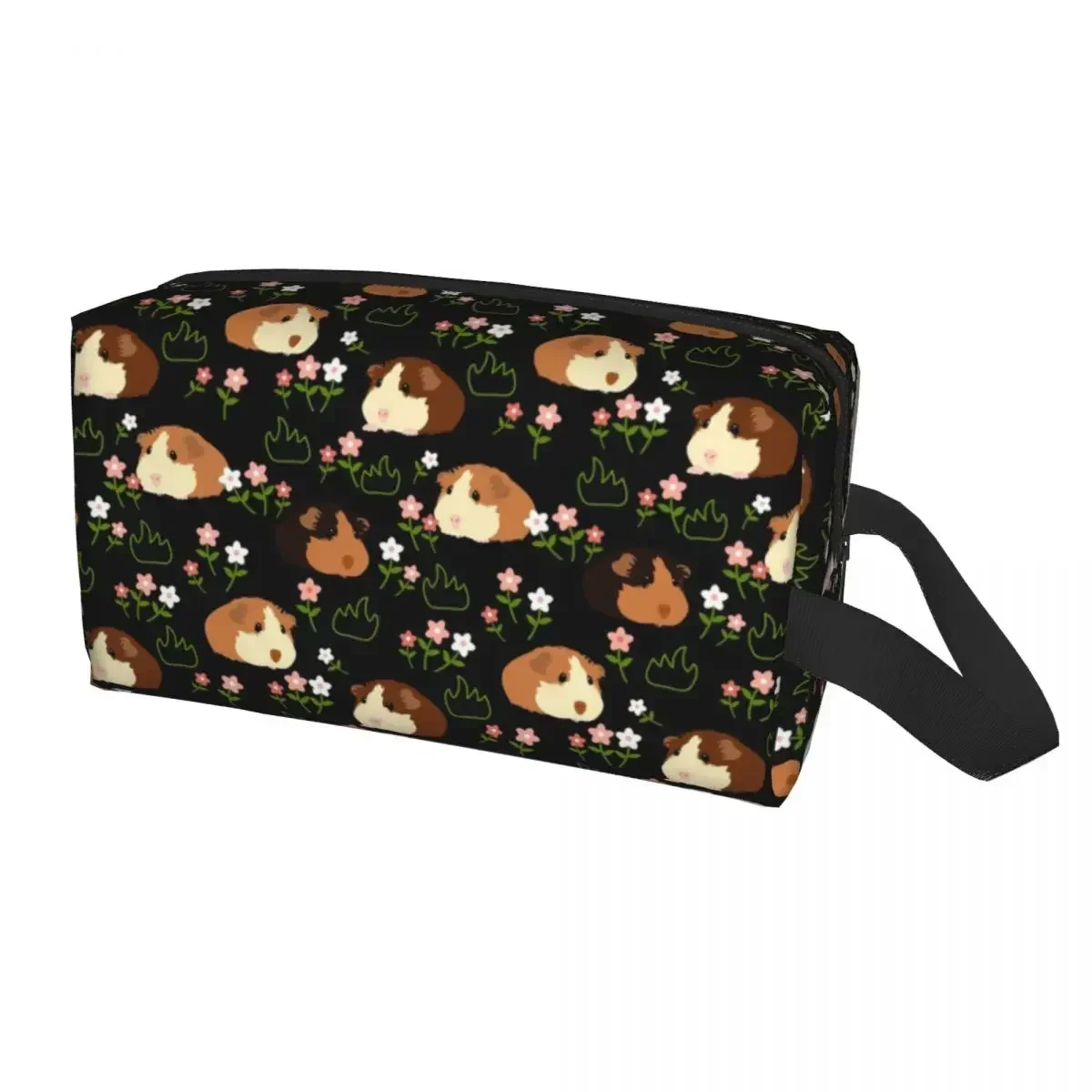Bolsa de maquillaje de cerdo y flores, organizador de cosméticos de viaje para mujer, bolsas de aseo de almacenamiento de animales Kawaii