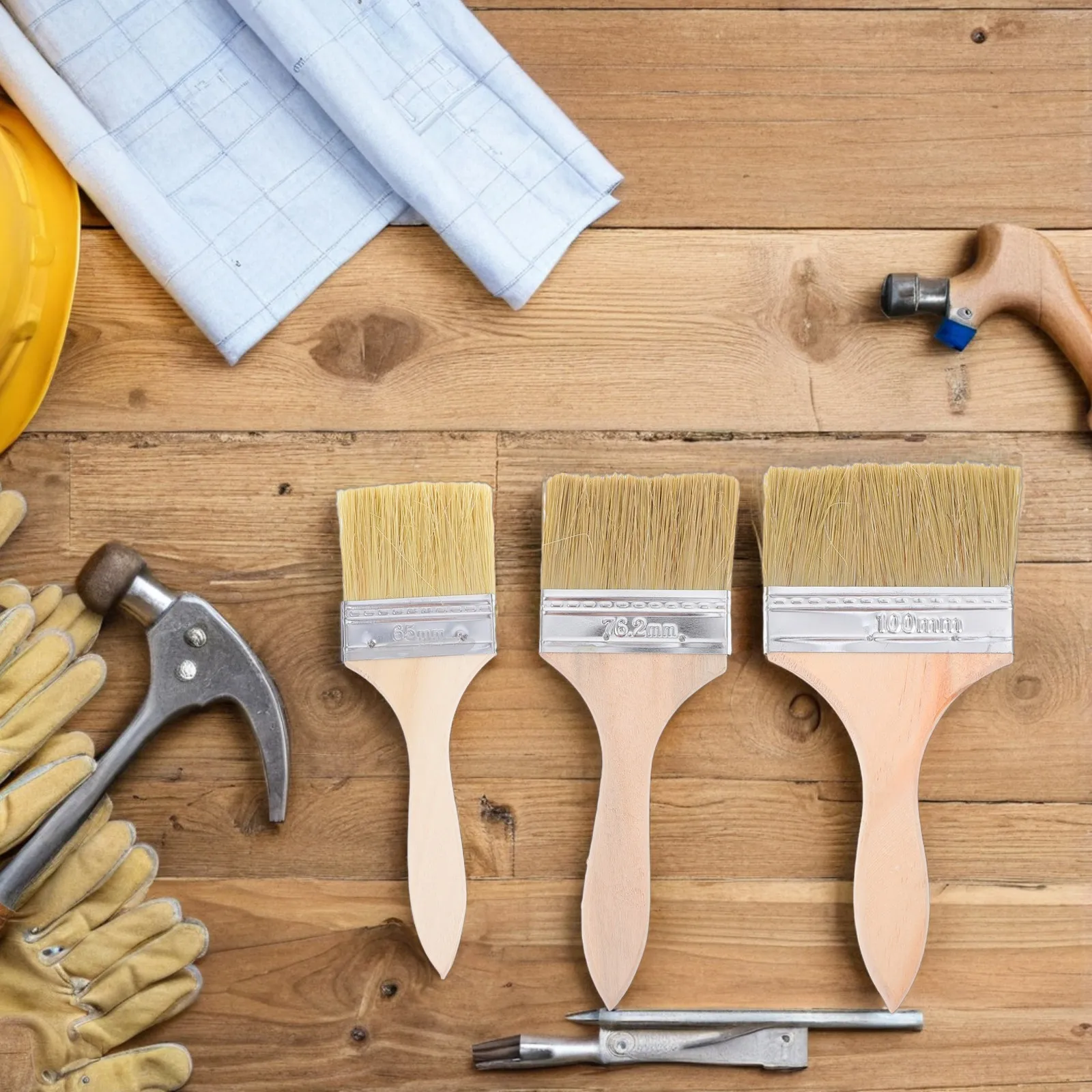 

Набор из 3 кистей с деревянными ручками для гладкой покраски стен, мебели, отделки, террас, нанесения лака и пропитки