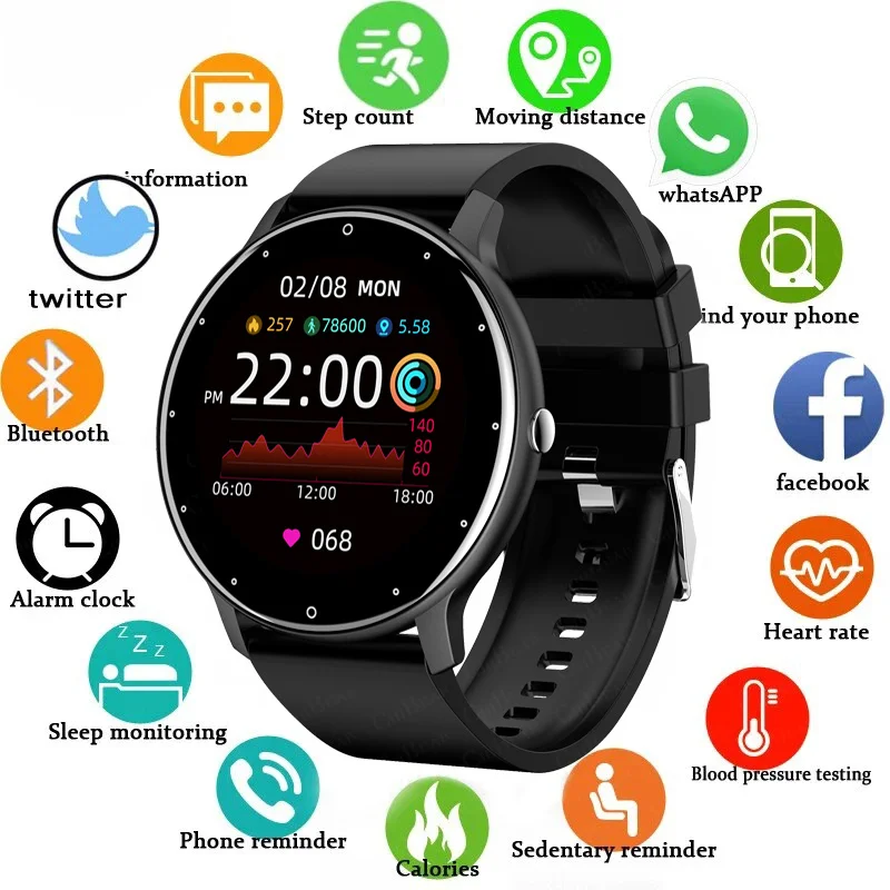 

Смарт-часы 2025 для женщин и мужчин, полный сенсорный экран, Bluetooth 5,2, водонепроницаемые часы с вызовом, спортивный фитнес-трекер, завод IP68, ZL02, новинка