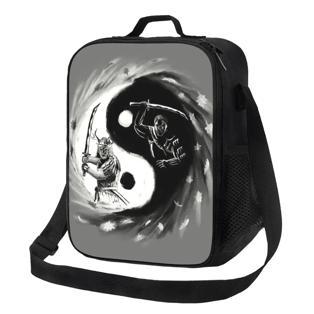 Good And Ghost Thermal Insulated Lunch Bags Yin Yang Japan Samurai Lunch for Outdoor Camping Travel Storage Bento Food Box