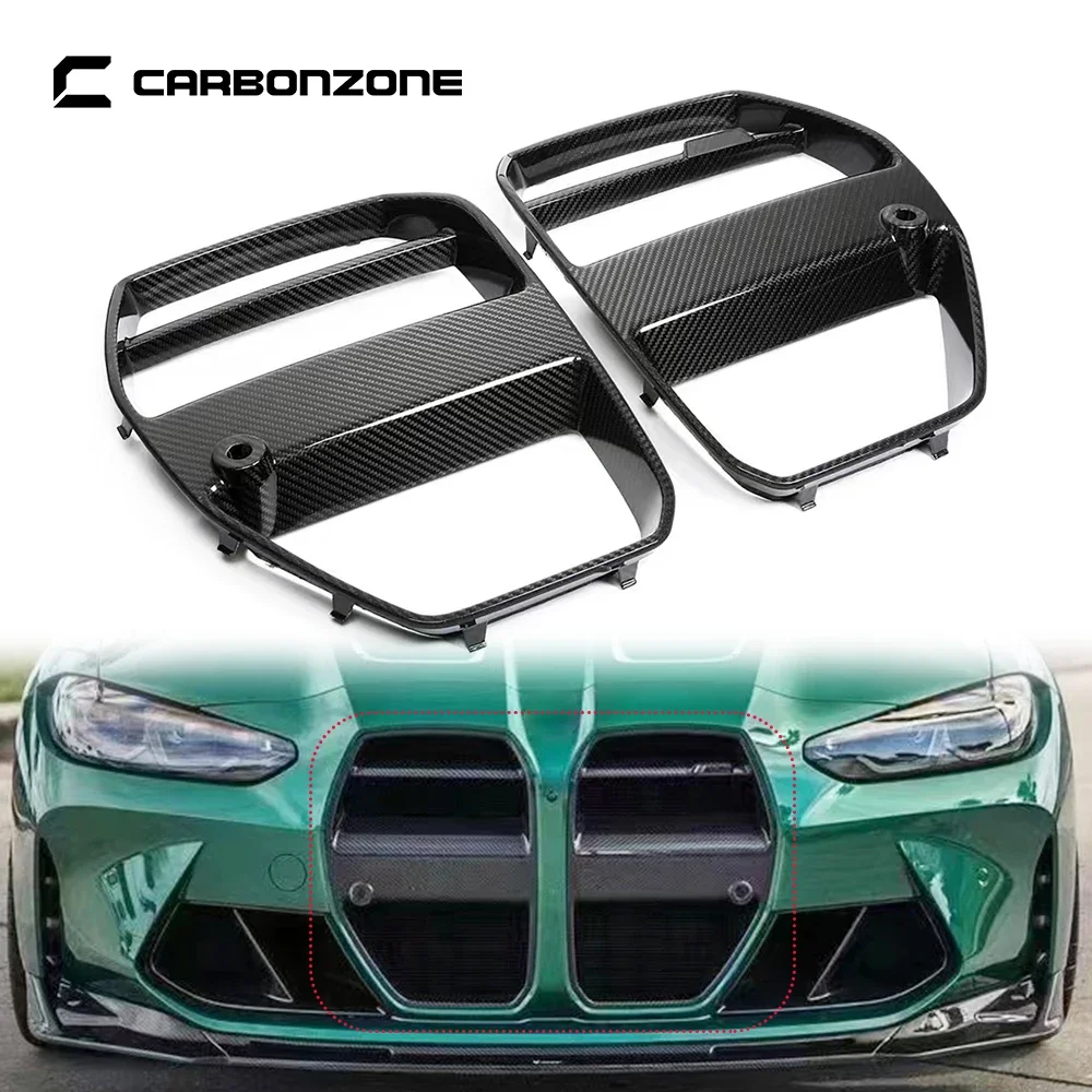 

Dry Carbon Fiber Front Bumper Grille Frame Racing Body Kit Fog Light for BMW M3 M4 G80 G82 G83 ST Style 2020-2022 accessories