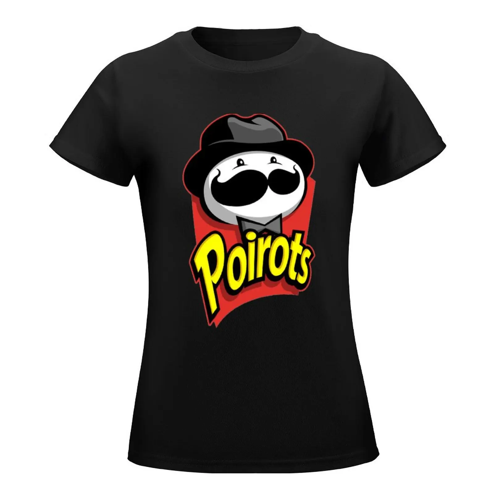 poirots mustache T-Shirt summer tops tops Short sleeve tee tight shirts for Women