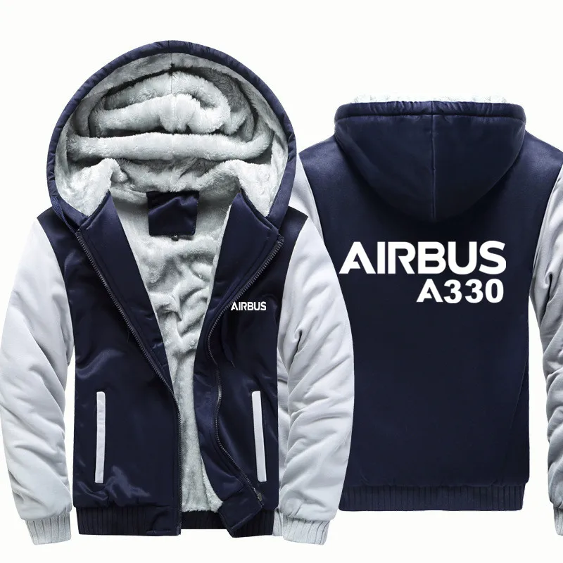 Hot Autumn Winter Aviation Pilots Flight Airbus A330 Fleece Warm Wool Thick Men Coat Jackets Hooded Hoodies Sweatshirts