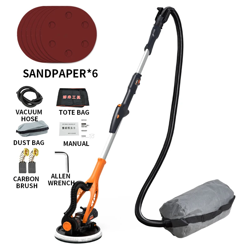 Long Rod Wall Grinder R7203 Wall Sandpaper Machine Dust-free Electric Self-priming Putty Grinding Wall Sander