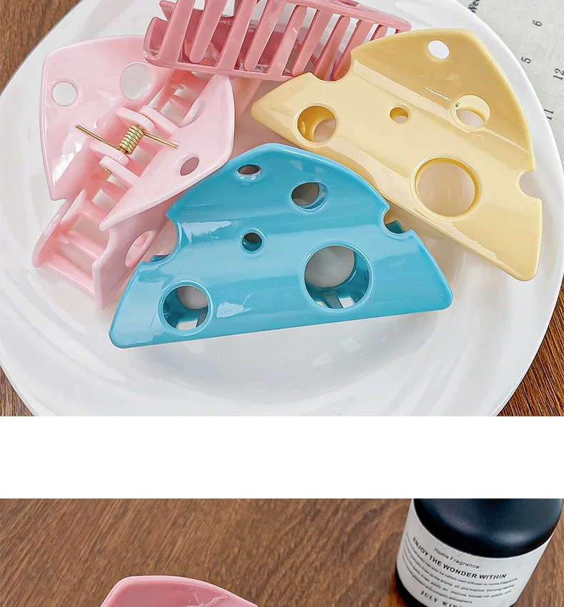 Women's Claw Clips Cute Cheese And Cheese Grab Clips Fun Hair Clips Coiled Hair Accessories Large High End Kawaii Shark Clips