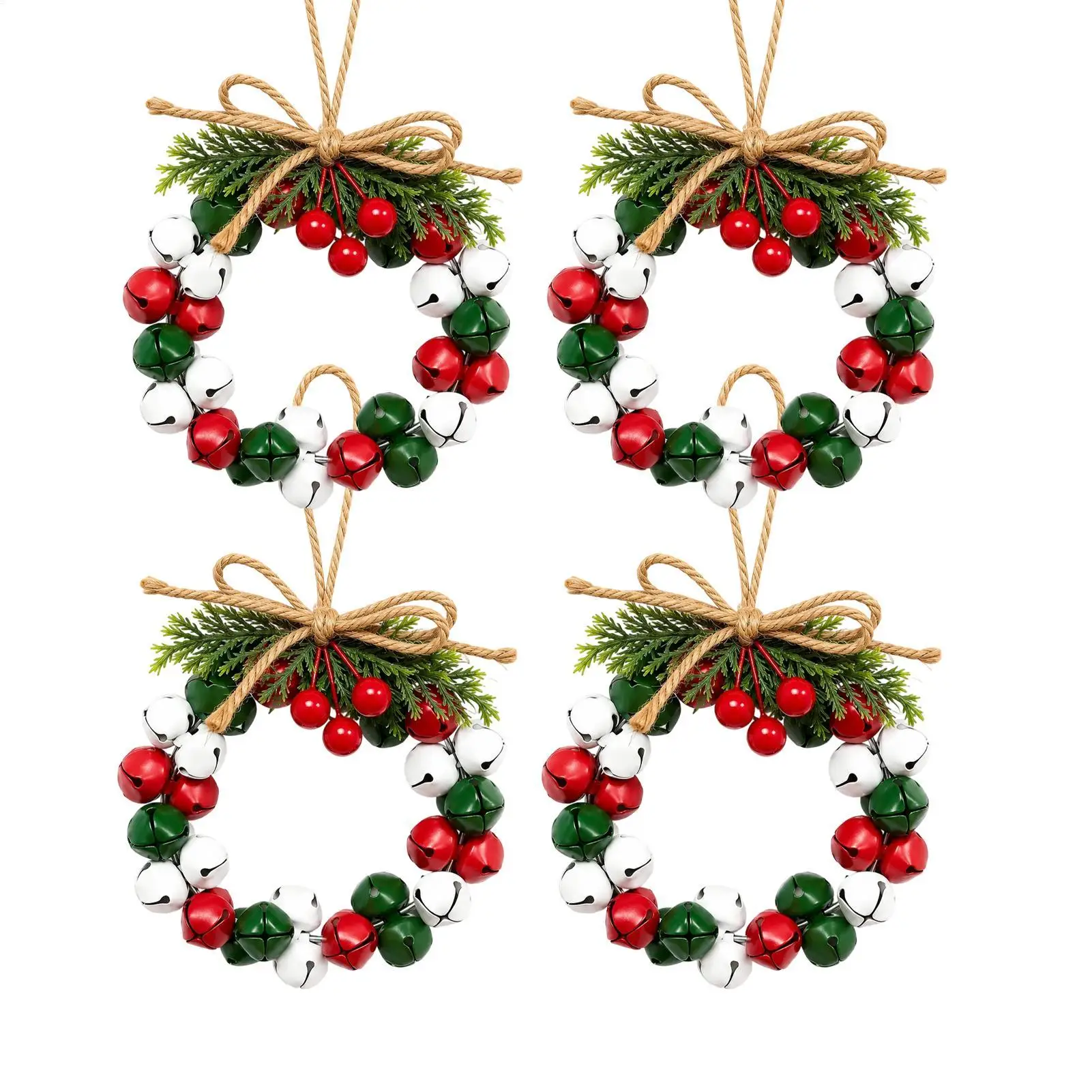 Christmas Small Wreath Door Hanging Ornament Pendant With Jute Rope Bow Wall Holiday Decoration Hanging Tree Ornament Party