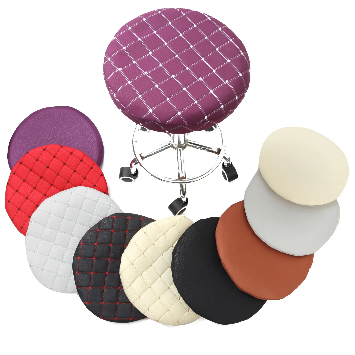 Round Elastic Bar Stool Covers Round Chair Cover Anti-Dirty Seat Cover Home Bar Chair Protector Barstool Stretch Chair Slipcover