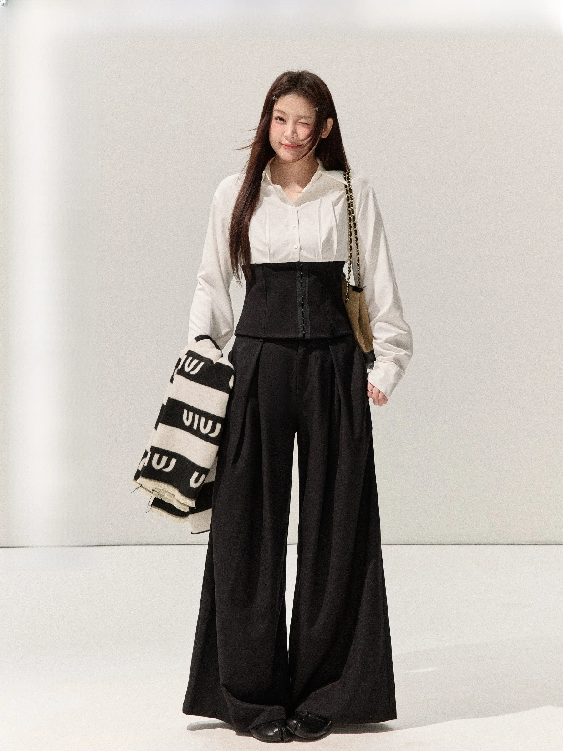 

JULULOOK Office Chic: Комплект больших размеров с поясом, брюки и рубашка, цветные блоки, модная женская офисная одежда больших размеров