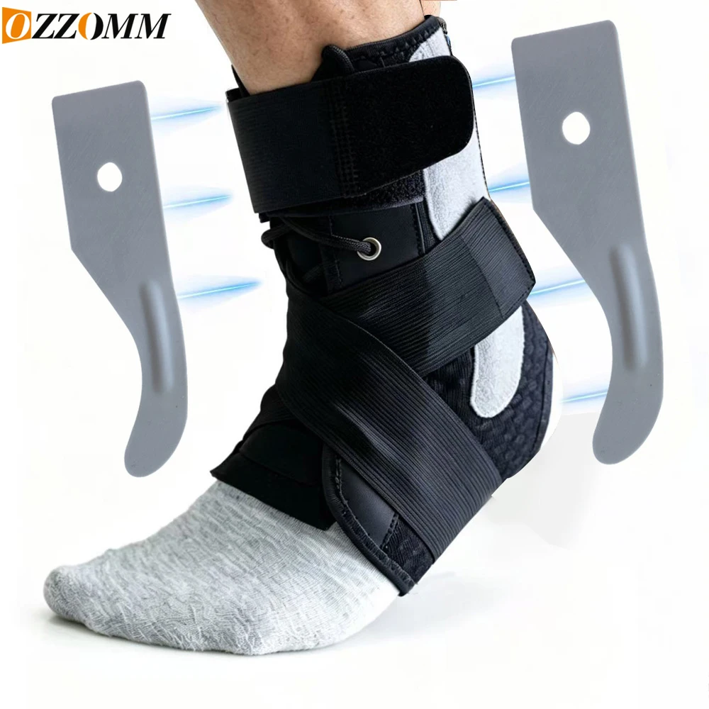 1PC Ankle Brace with Stabilizers for Men Women, Adjustable X-Strap & Open Heel Ankle Support for Sprain Recovery Running Sports