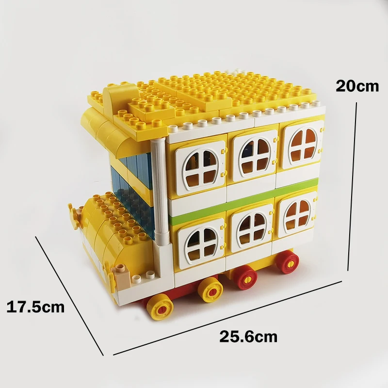 Big Size Building Blocks Double-decker Bus School Bus Open and Close Door Assembly Accessories Compatible Large Bricks Toys