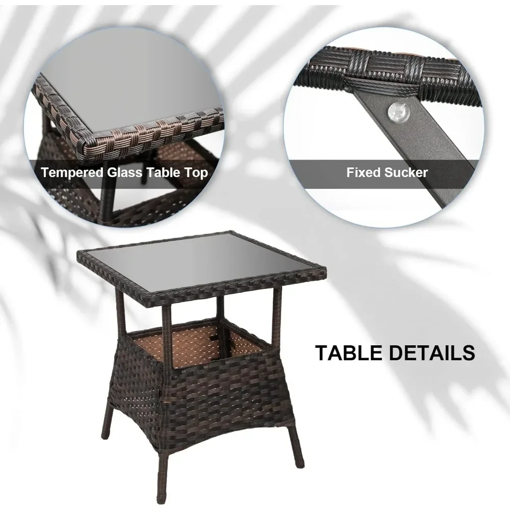 3 قطع كراسي محادثة Rocking Bistro Set كراسي هزازة خارجية من PE Wicker (مجموعة هزازة، برتقالي أحمر)