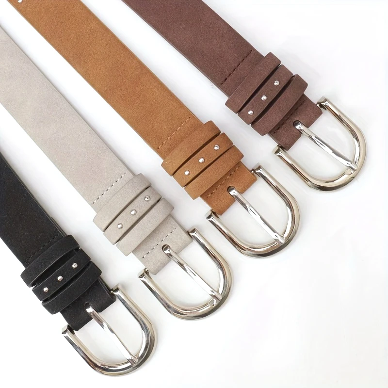 1 Stück Damengürtel Retro Wildleder Nietengürtel Mode silbriger Nadelschnallengürtel Y2K-Gürtel, gepaart mit Röcken, Jeans – für ideale Geschenke – Detail 2