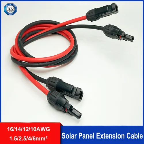Cable de extensión de panel solar, cable de panel solar 16/14/12 10AWG con conectores impermeables hembra y macho para vehículos recreativos y sistemas fotovoltaicos