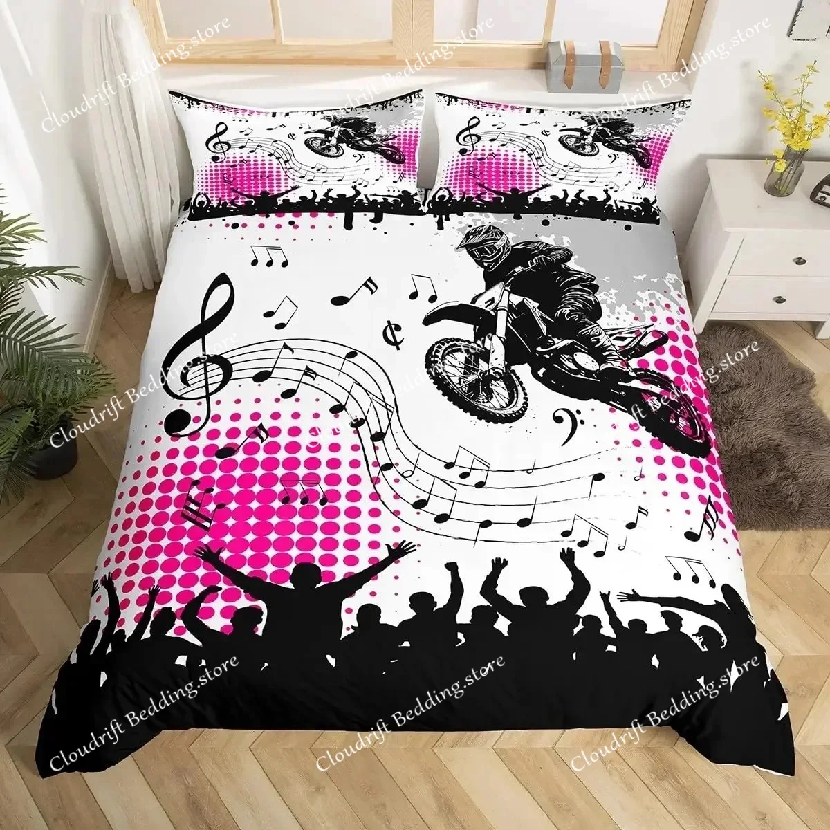 

Music Notes Duvet Cover King Queen Glittering Guitar Musical Instrument Bedding Set Starry Comforter Cover 3D Print Quilt Cover