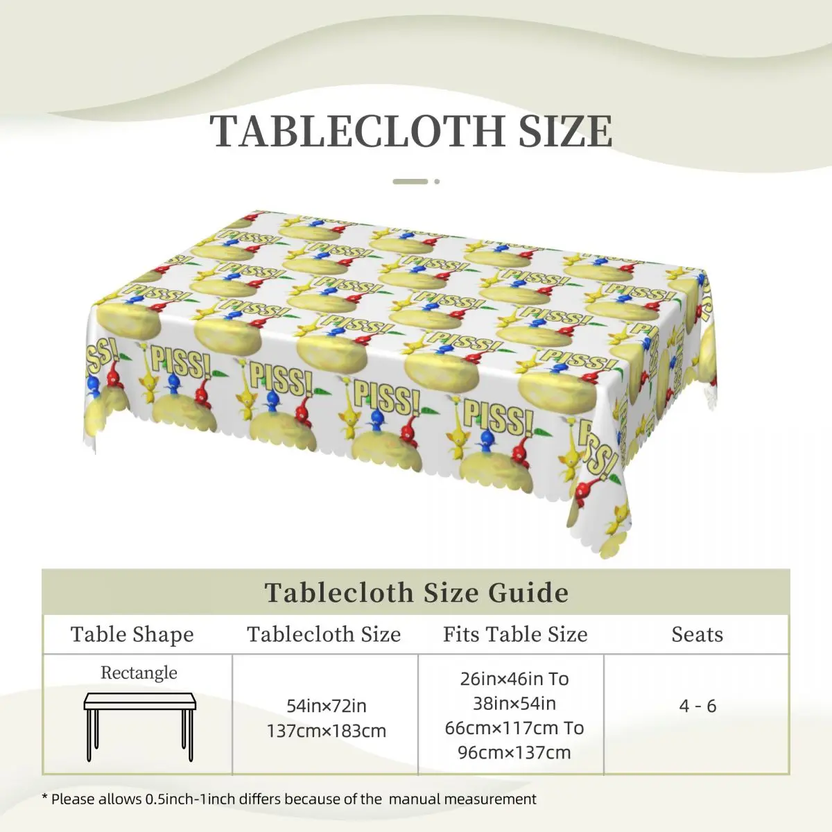 Plant Creature Video Game Pikmin Custom Rectangular Tablecloth Oilproof Table Cover for Festival Party Decorations Table Cloth