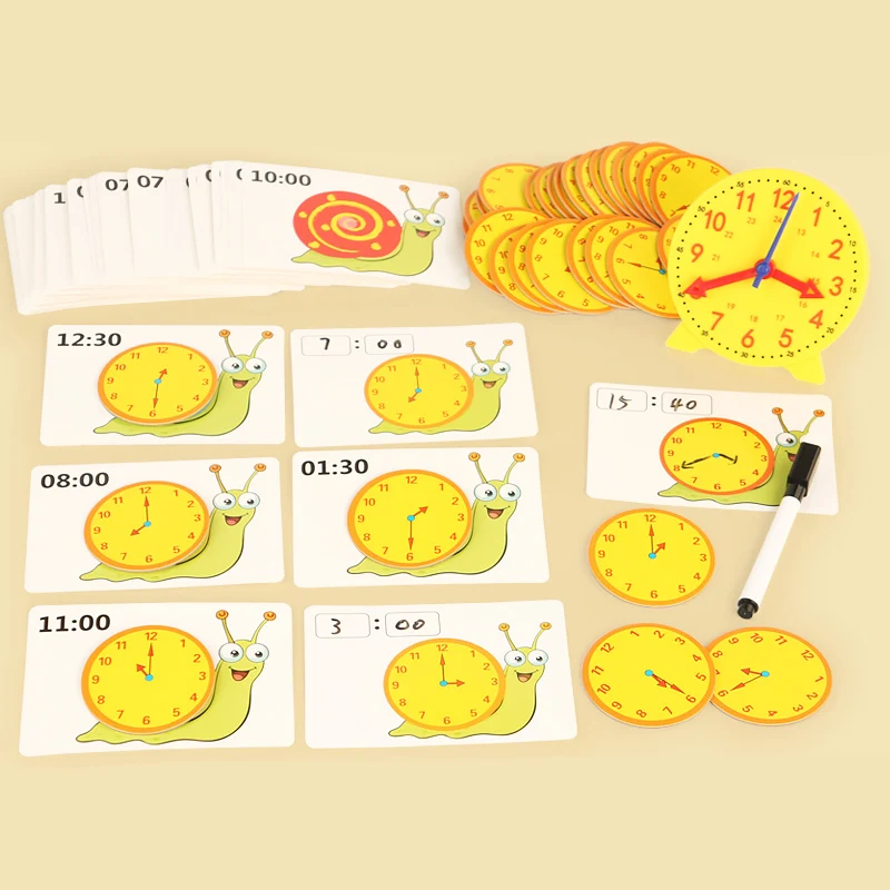 Zabawka Montessori ślimak zegar zabawki edukacyjne godzina minuta sekunda poznanie dopasowywanie Puzzle zabawki dla dzieci wczesne przedszkole pomoce nauczycielskie