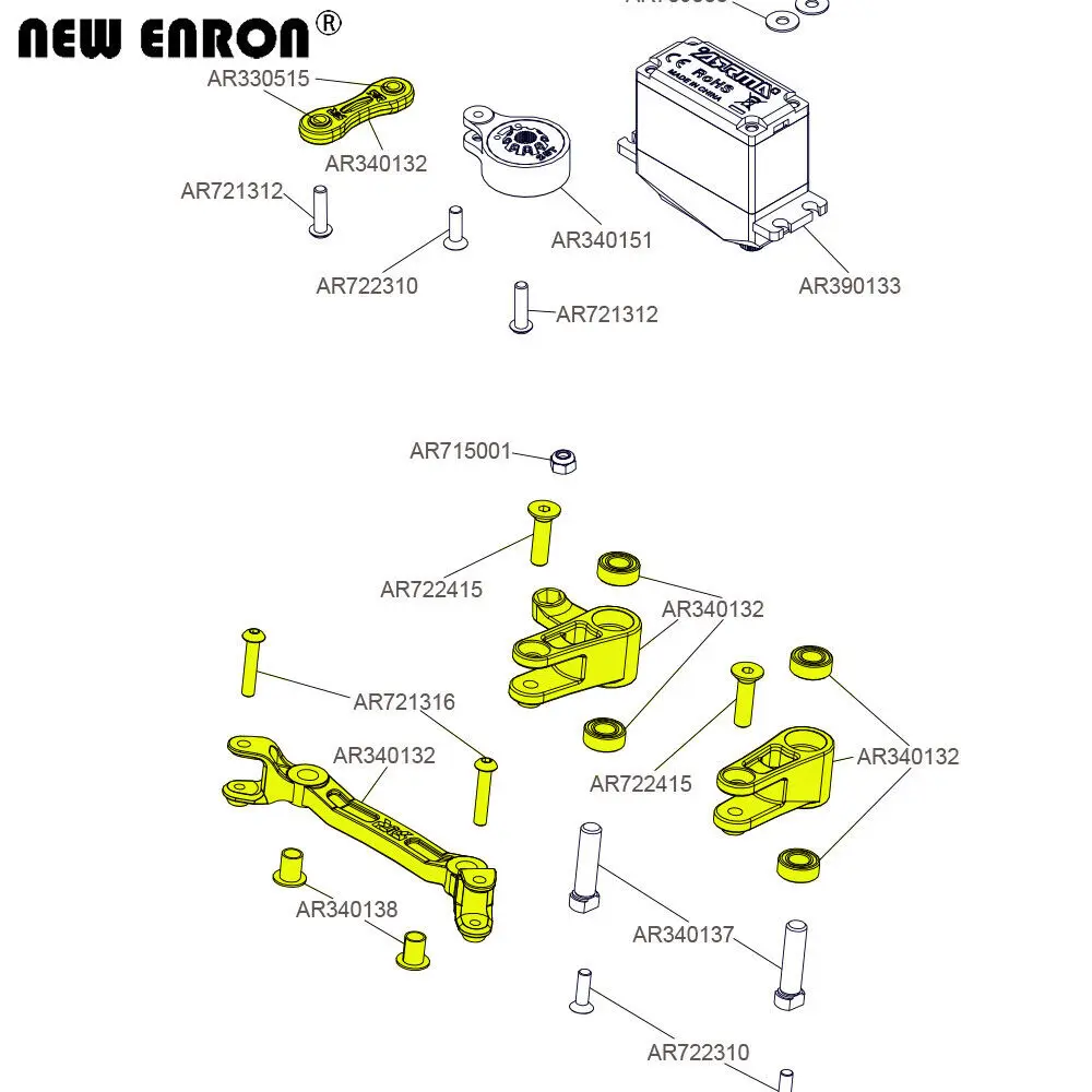 NEW ENRON Aluminium 6061 Steering Assembly Servo Link AR340132 for 1/10 rc car ARRMA GRANITE SENTON