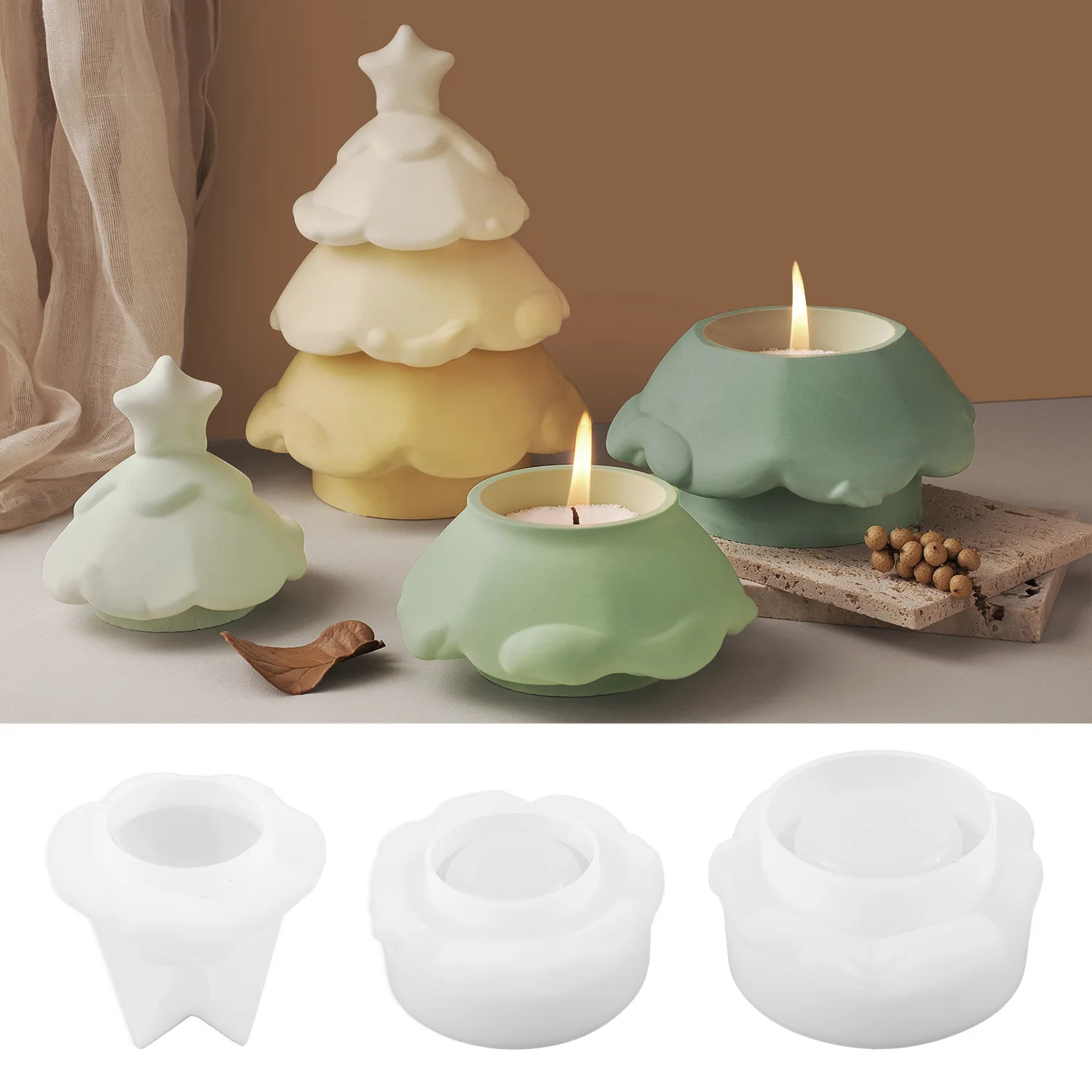 

Загадочная сложенная силиконовая форма для рождественской елки для банки для свечей, ручная форма для контейнера для свечей, домашний интерьер