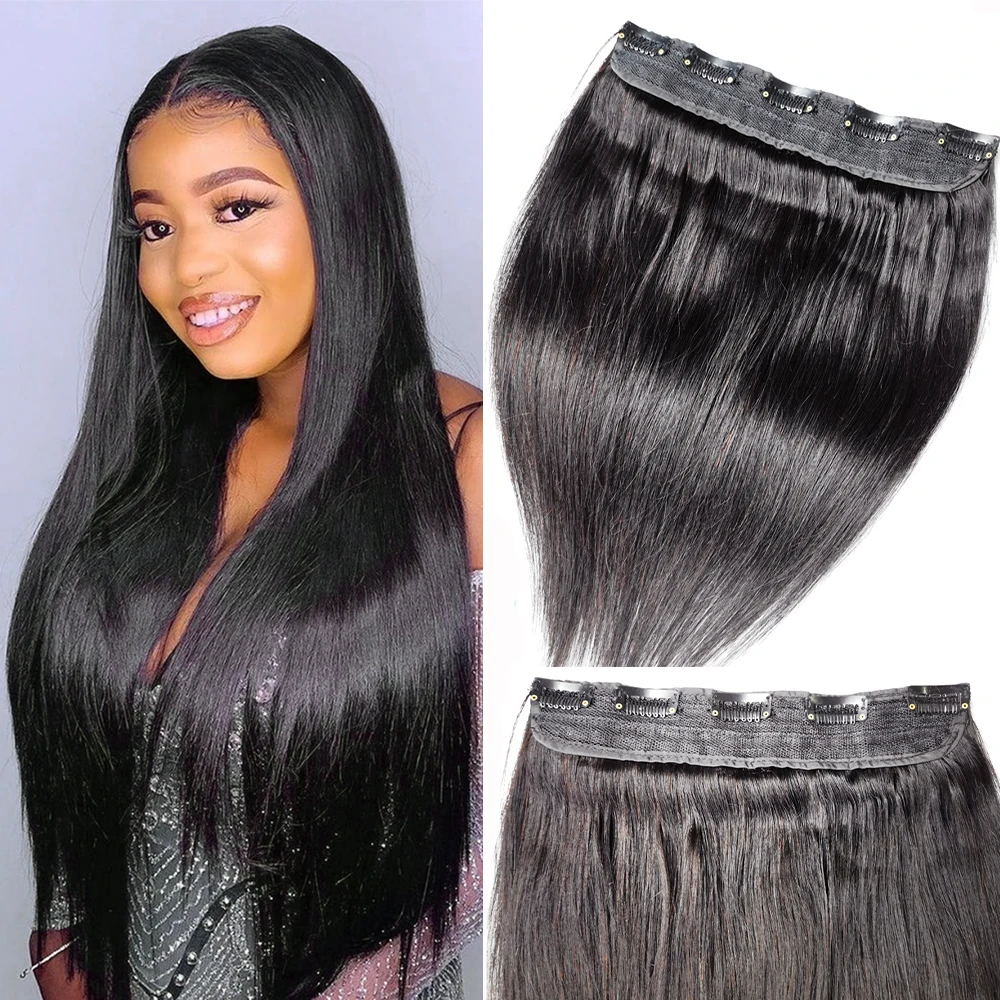 

Невидимая заколка для волос, наращивание человеческих волос для женщин, добавление объема волос, пушистая длина, прямые цельные шиньоны 12-22 дюйма