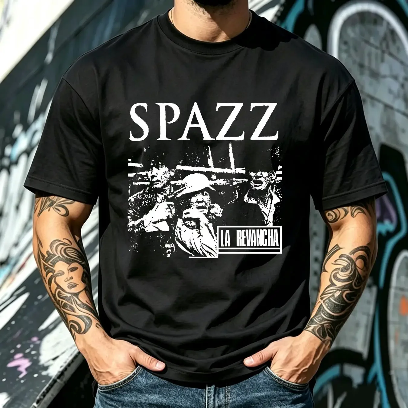 washed T Shirt Spazz La revancha Band Brand New TE1959 long sleeves vintage Washed Stretched Casual Soft Breathable