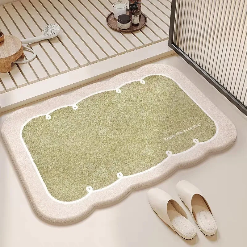 VIKAMA Minimalist Wavy-Edge Doormat for Bedrooms Bathrooms and Balconies—Keeps Feet Cool in Summer and Warm in Winter—Home Decor