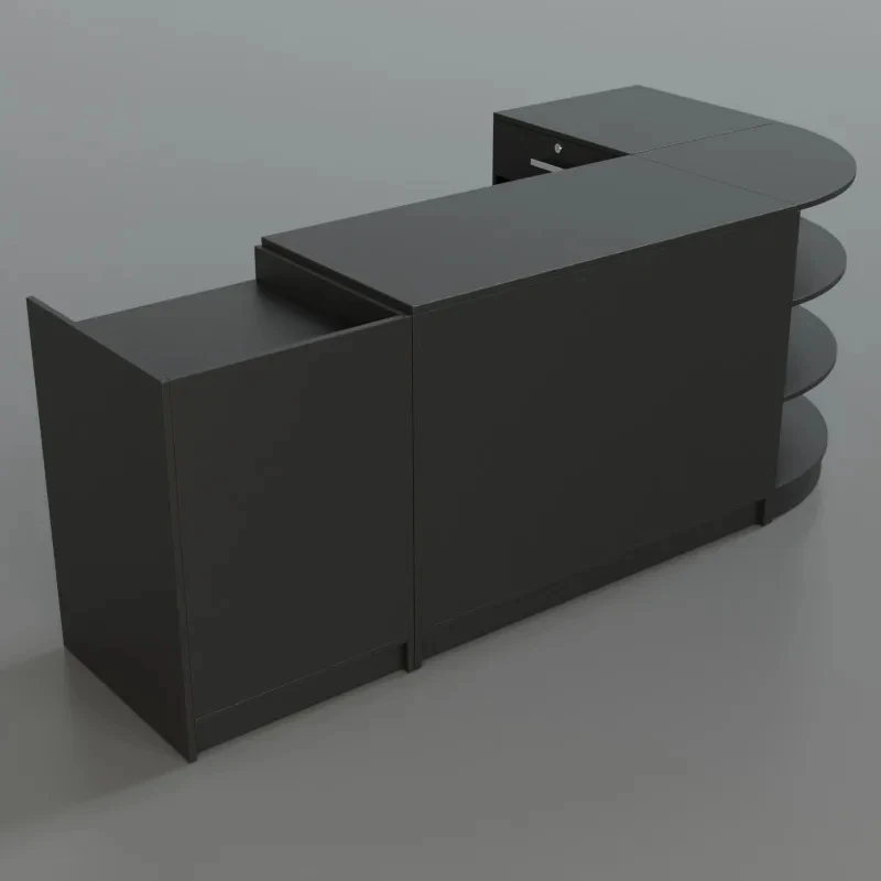 custom.KEWAY Wood Cash Wrap Counter Melamine MDF Cashier Desk with 3 Locks Supermarket Retail