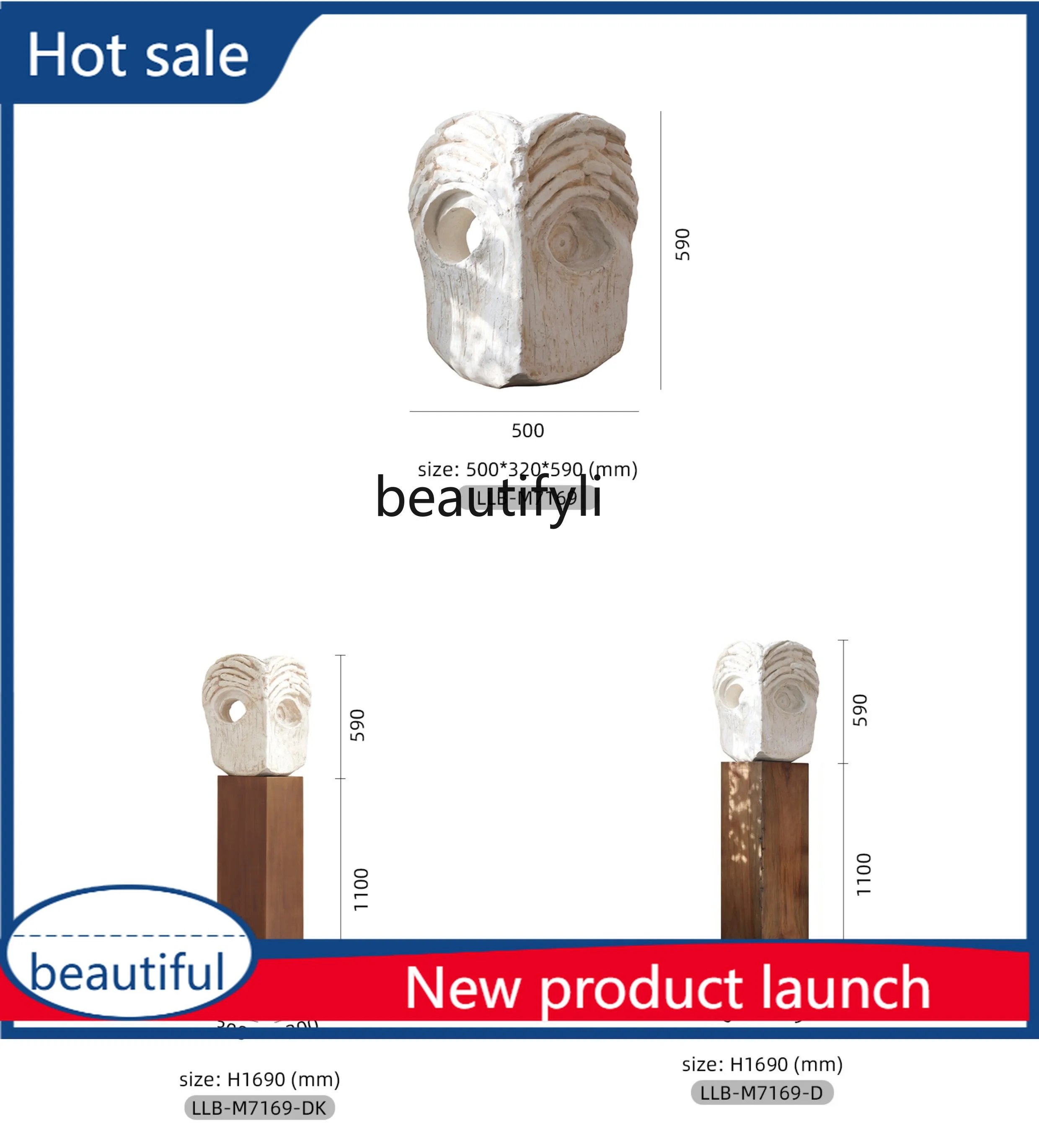 

cqy Sculpture Living Room Vintage Ornament Hotel Homestay Floor Art Decoration