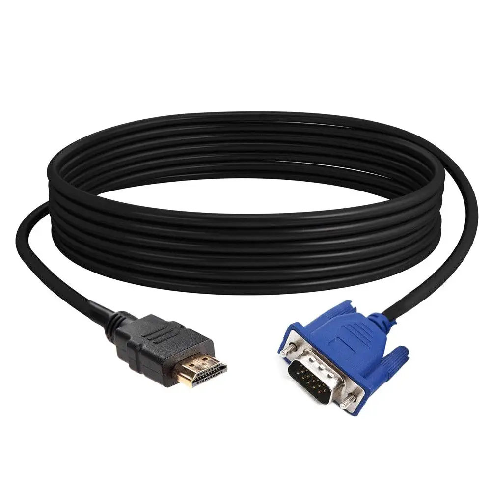 1-5m HDMI To VGA Cable Male to Male AV Display Output Adapter Cord Converter For PC HDTV 1080P