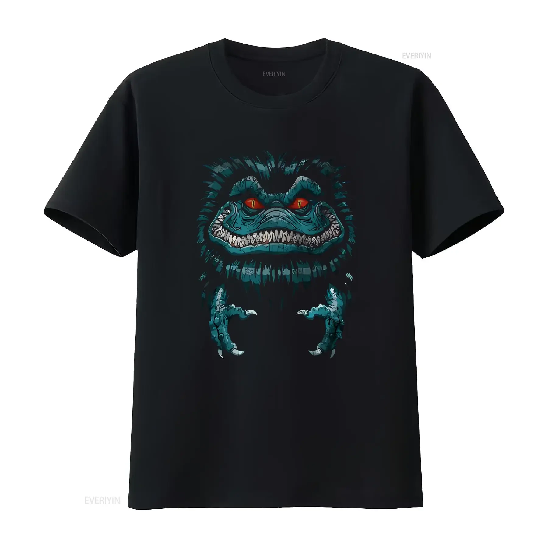 Halloween Space Monster T Shirt with Symbol Logo Sign Critters Design vintage Washed homme streetwear Soft