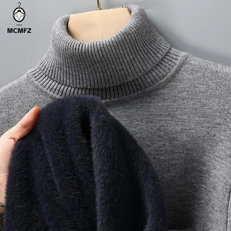 Sweatwear Mens Anti-pilling High Quality Knitted Turtleneck Sweater Slim Fit Long Sleeve Pullover Solid Color Trend Men Clothing