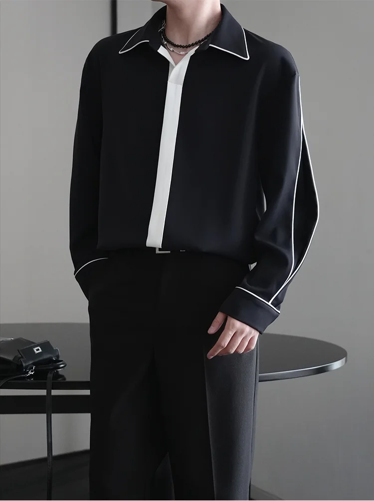 XS-6XL New 2024 Men Women's Clothing Catwalk Niche Black And White Contrasting Pullover Shirt Coat Lovers Plus Size Costumes