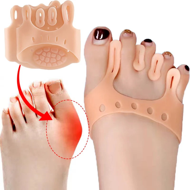 2pcs Silicone Bunion Corrector Toe Separators Gel Orthopedic Forefoot Pads Feet Care Tools Anti-Slip Protector Shoes Cushions