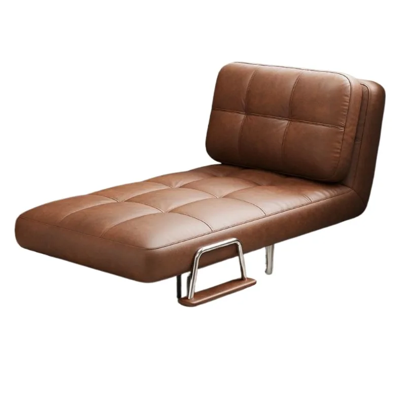 Leave-in sofa bed, foldable variable bed five-speed adjustment oil wax leather sofa bed