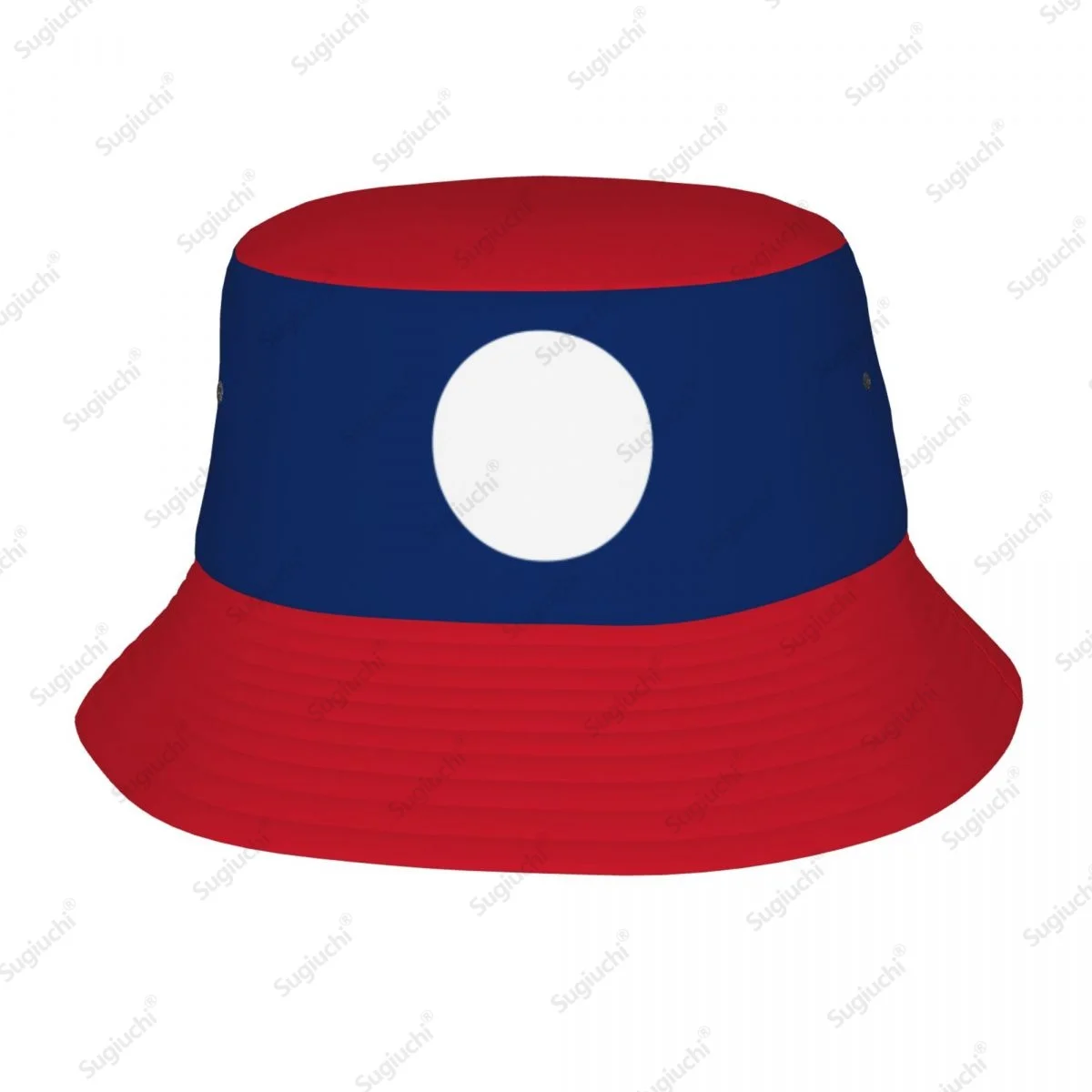 

2025 Лаос 3D флаг Мужчины Женщины Панама Открытая солнцезащитная кепка Дышащая сетка для рыбака Кемпинг Туризм