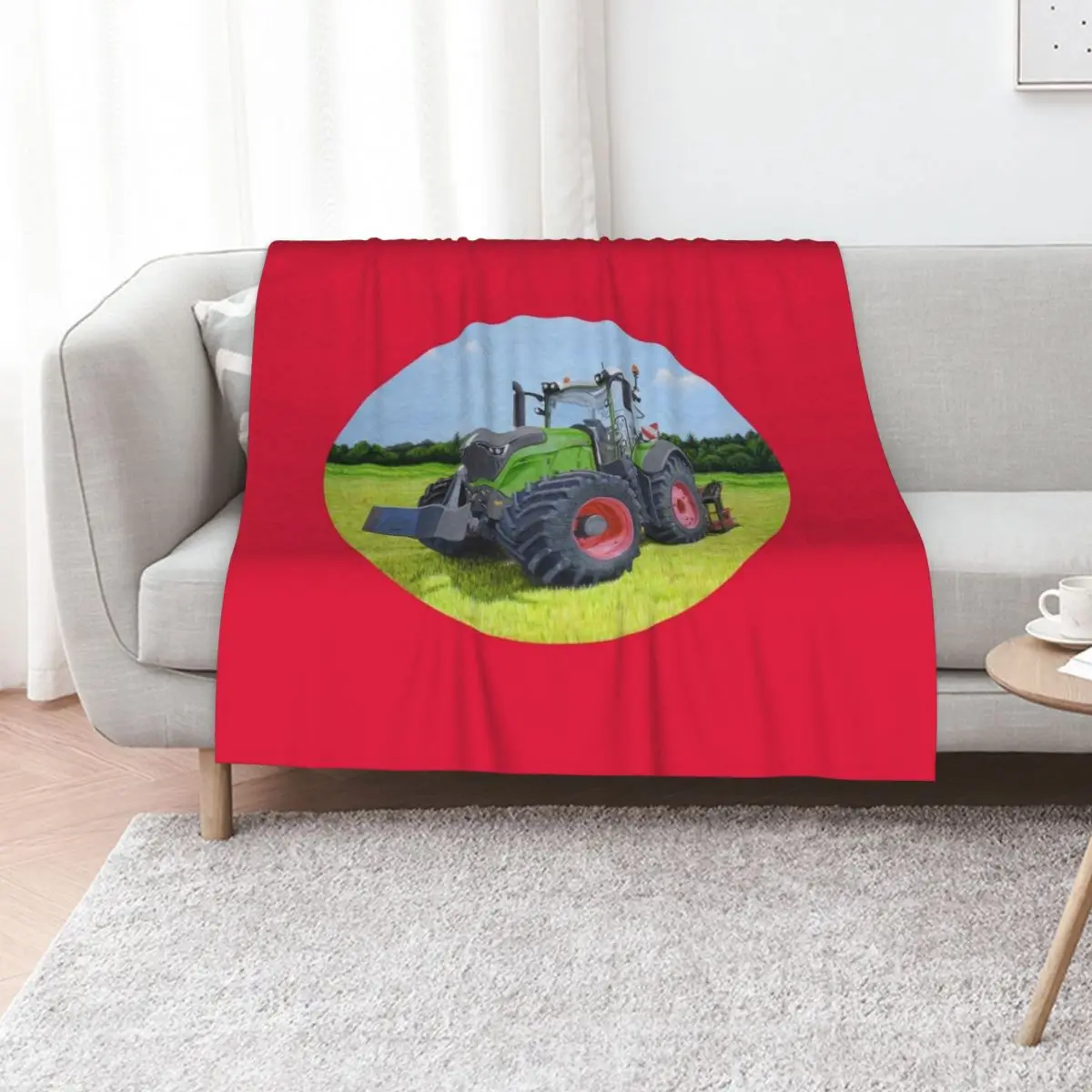 

Green Tractor in Field (red) Throw Blanket Picnic bed plaid Large Soft Plush Plaid Blankets