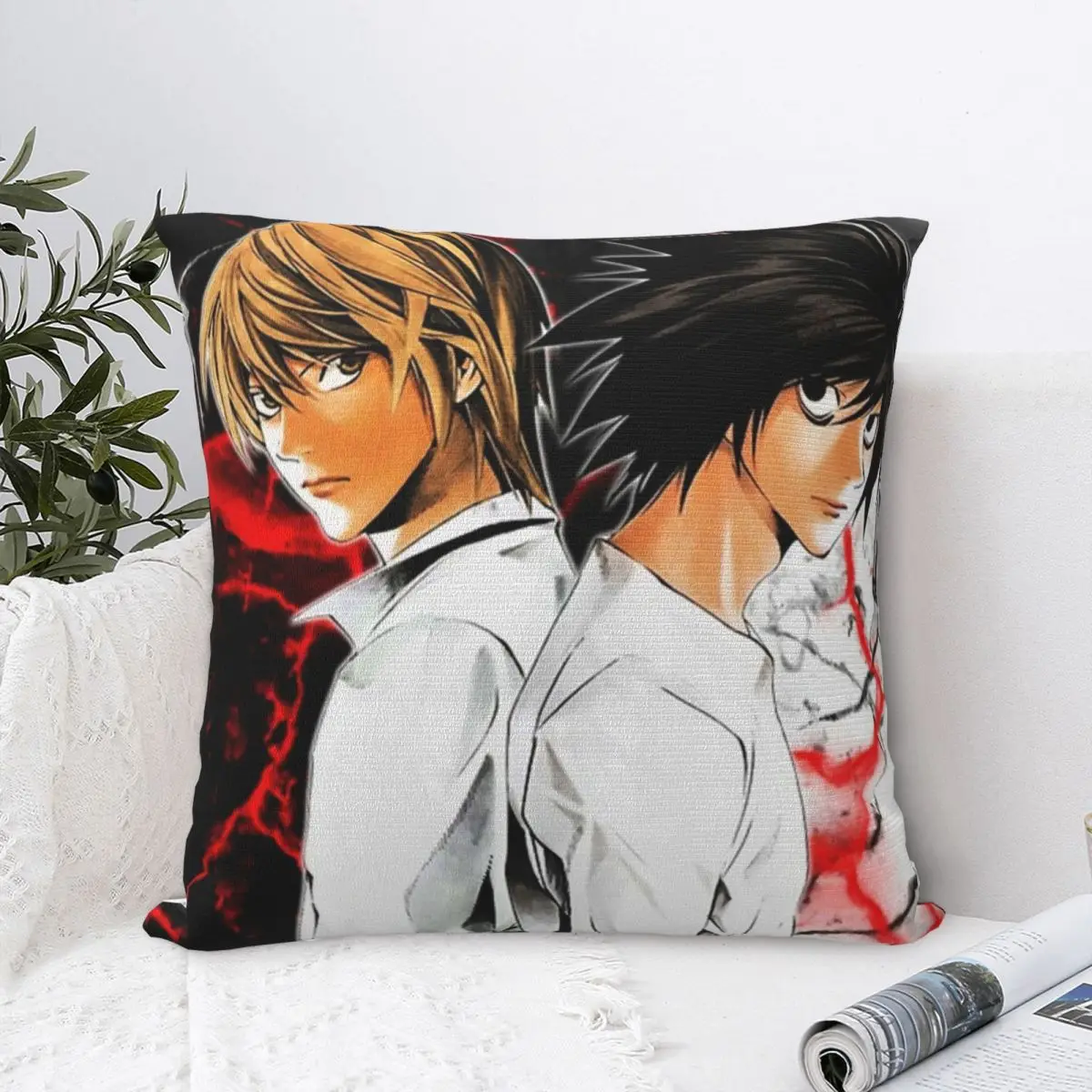 Death Note Pillowcase Polyester Cushion Cover Decorative Japan Manga Lawliet L Light Throw Pillow Case Cover Home Zipper 45*45cm