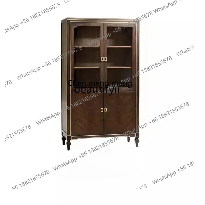 

xxyj American Light Luxury Solid Wood Locker Living Room Wall Bookcase Modern Minimalist Sideboard Wine Cabinet