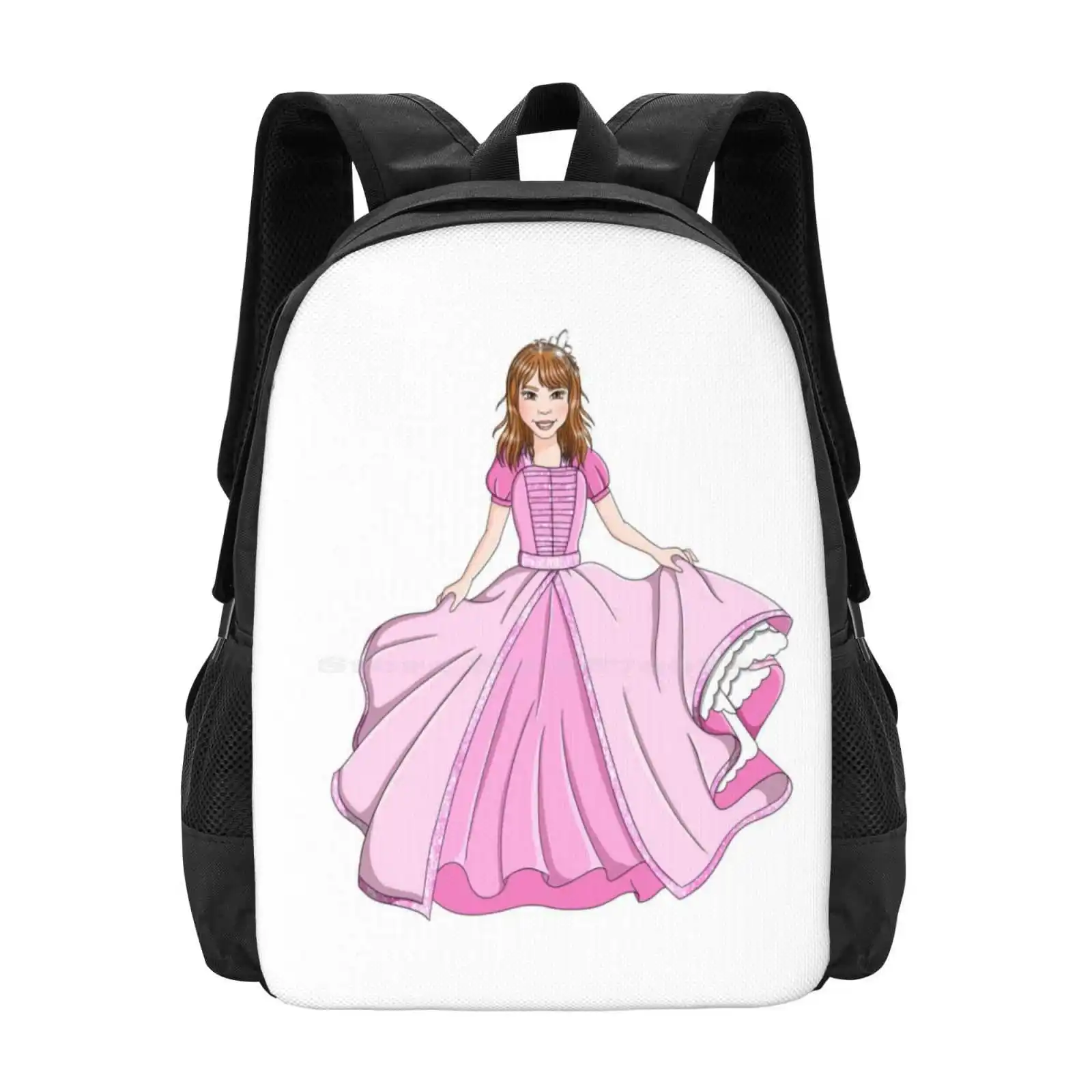 Little Princess Pattern Design Laptop Travel School Bags Princesse Princess Rose Pink Fille Girl Cute Mignon