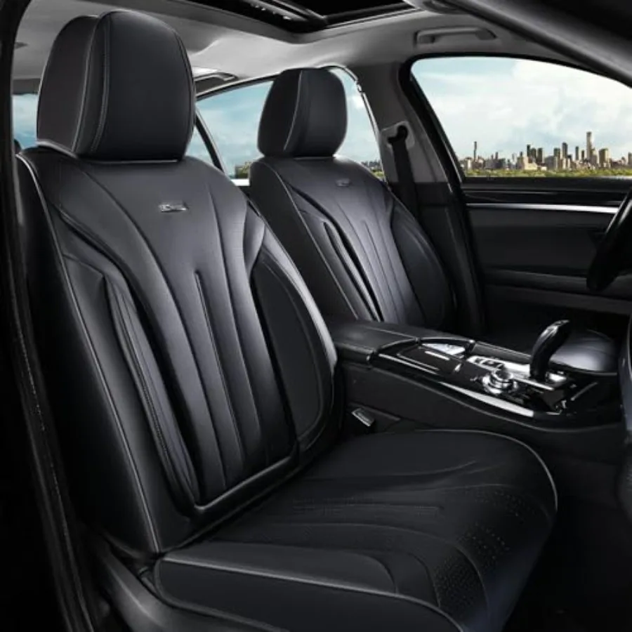 

Чехлы на передние сиденья автомобиля из дышащей кожи Nappa, черные, водонепроницаемые, универсальные, роскошные, защитные, подходят для большинства автомобилей