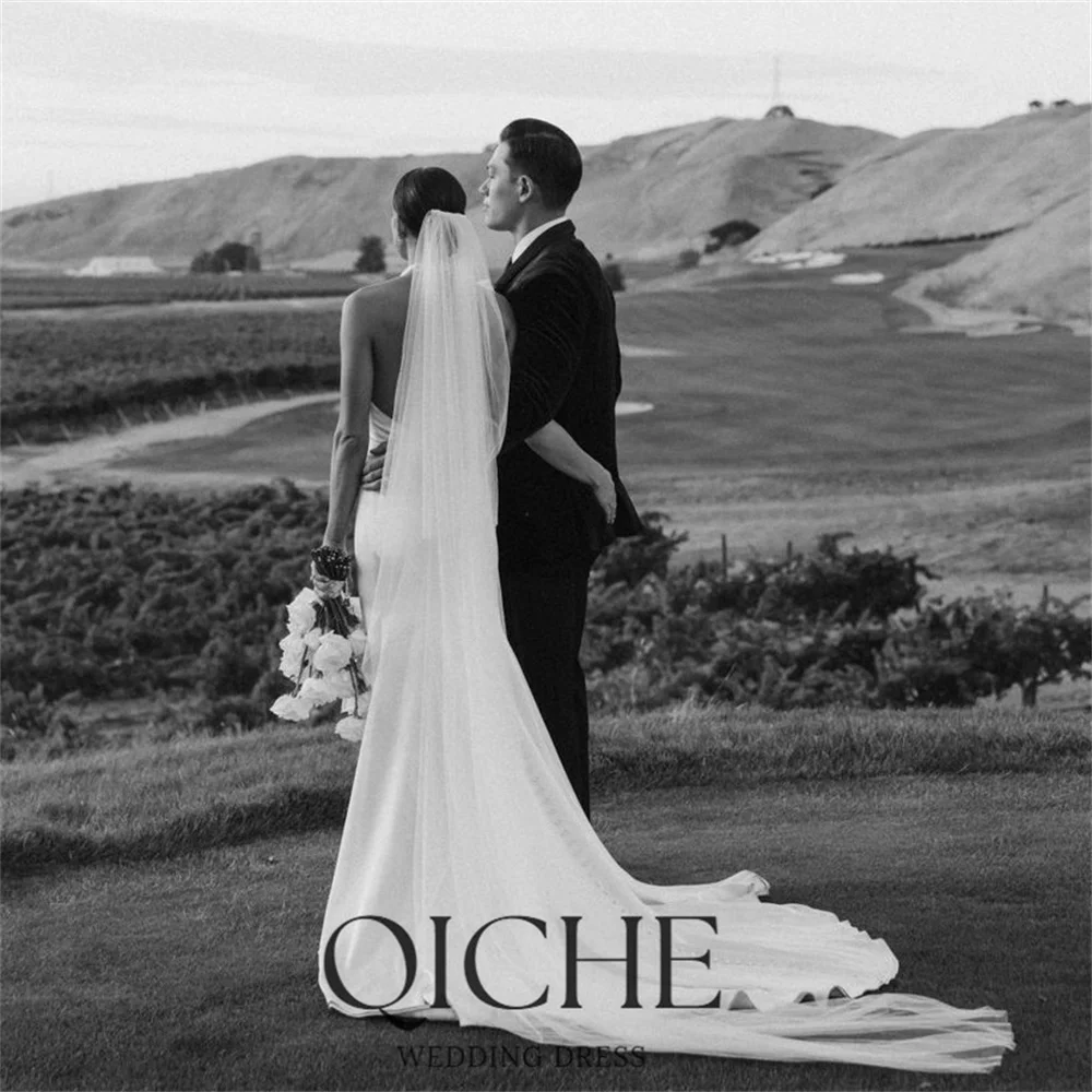 QICHE Classic Halter Sleeveless Mermaid Wedding Dress Women 2026 Open Back Sweep Train Bridal Gown Vestidos De Noiva Customized