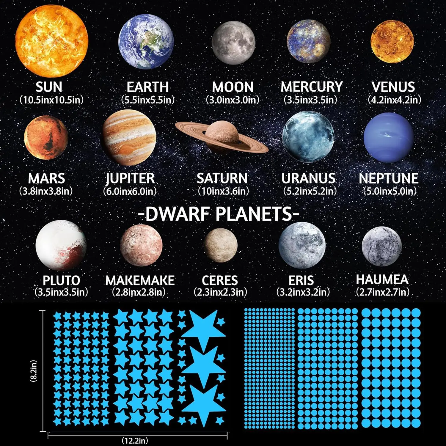 757PCS Glow in The Dark Planets Wall Stickers For Children's Room Kids Bedroom Luminous Moon Stars Self-adhesive Ceiling Decor