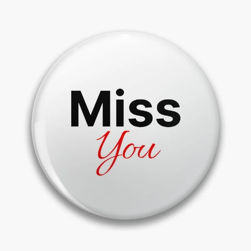 Miss you cute saying Pin Holographic Star Heart Pin Brooches Laminated Button Fashion Accessory