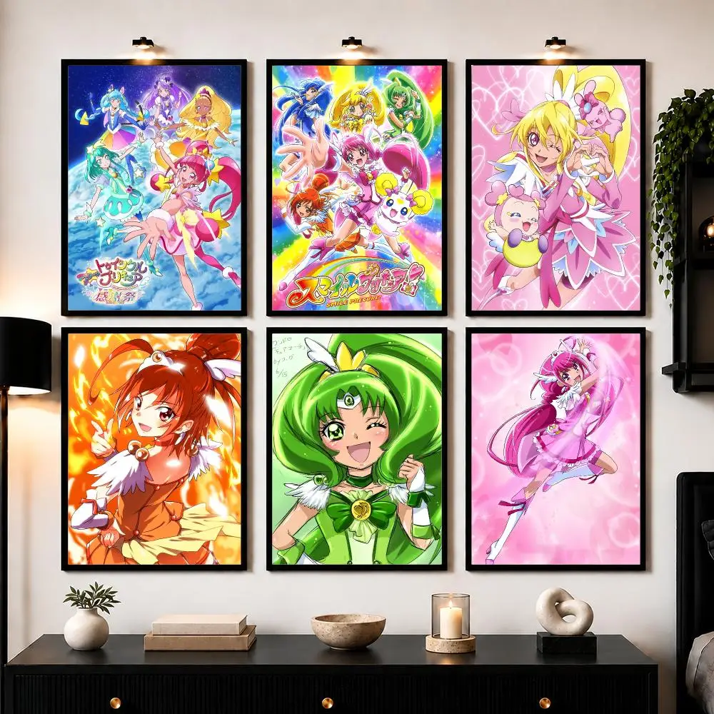 Cure Happy, S-Smile P-PreCure Poster Wall Art Sticker For Living Room Bedroom Bar Home Decor Mural Painting Decoration