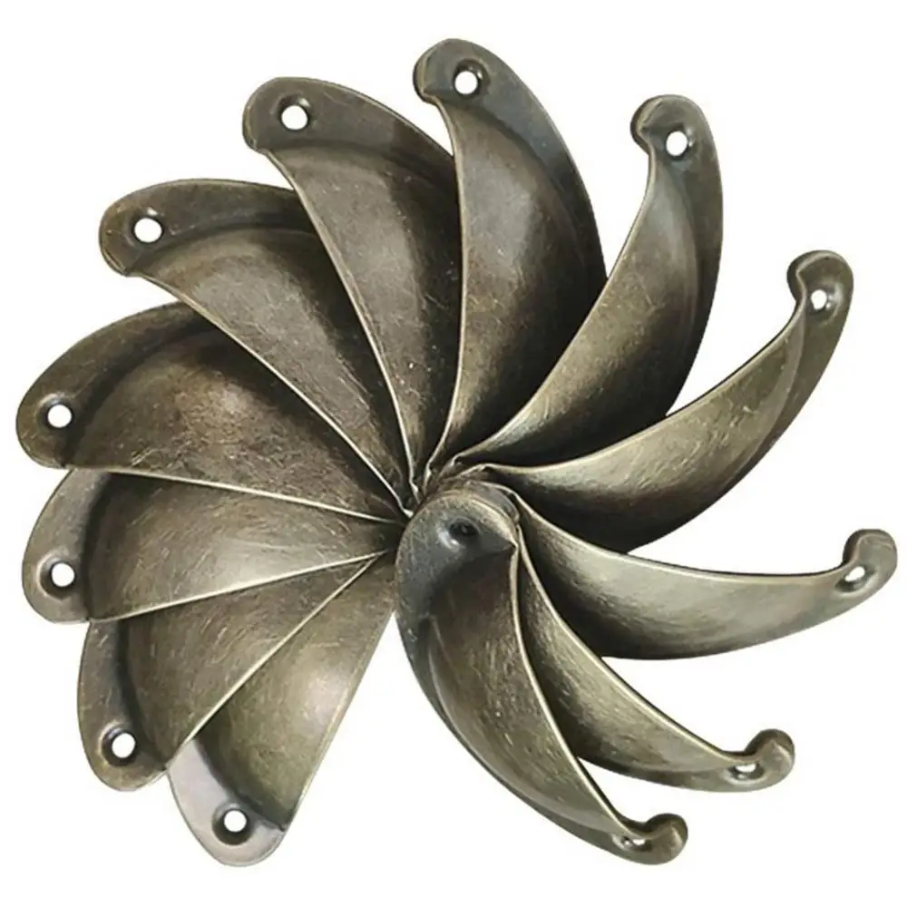 

Iron Hardware 2Pcs Knob Handle Furniture Accessories Pull Handle Cabinet Pull 12Pcs/Set Art Vintage Shell Shaped Metal Handles D