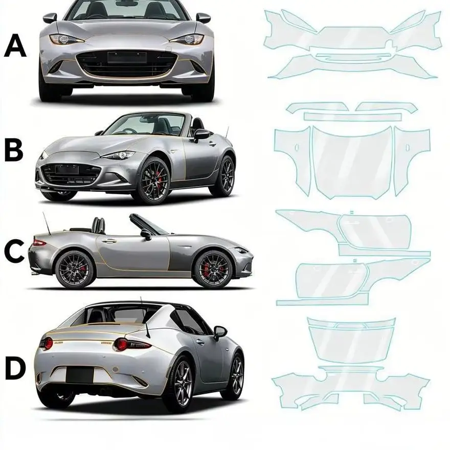 

8.5Mil TPU Bumper Hood Paint Protection Film For Mazda MX-5 MX5 2016-2023 Pre-cut PPF Clear Bra Car Body Anti-Scratch Resistant