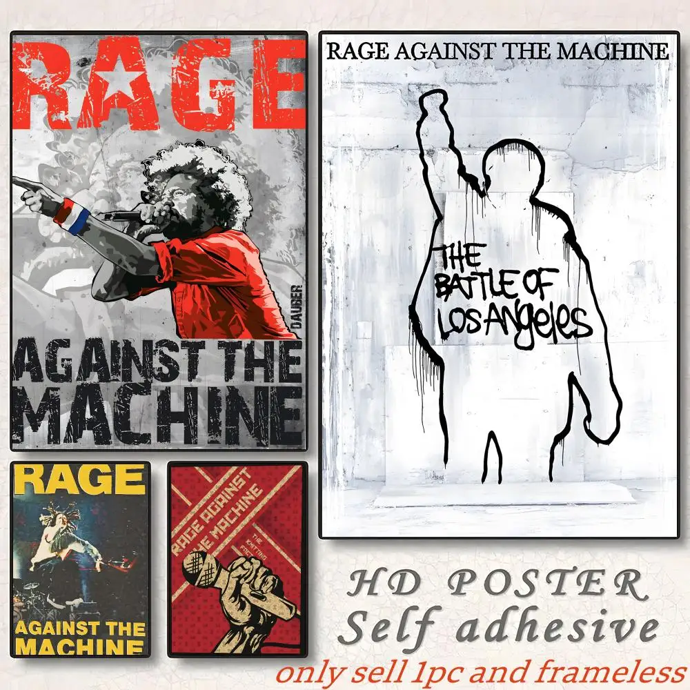 Heavy Metal Band R-Rage Against the Machine Poster Home Living Bed Room Bar Hallway Sticky Wall Art Printing Aesthetic Decor
